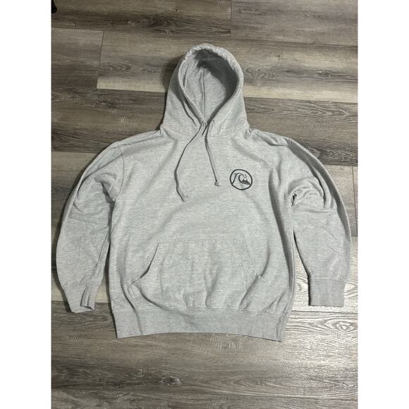 Quiksilver Logo Grey Surfing Hoodie Sweatshirt Y2K Surfer Surf - Men’s Large - Picture 1 of 7